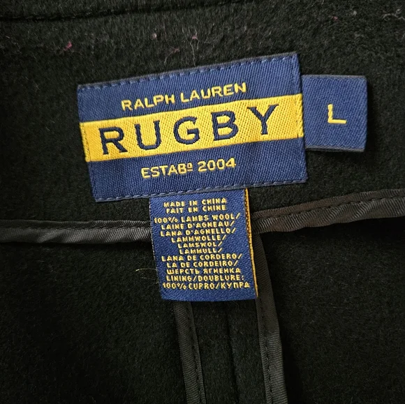 Ralph Lauren Rugby Est. 2004 Ruffled 100% Wool Coat Large - Picture 5 of 5
